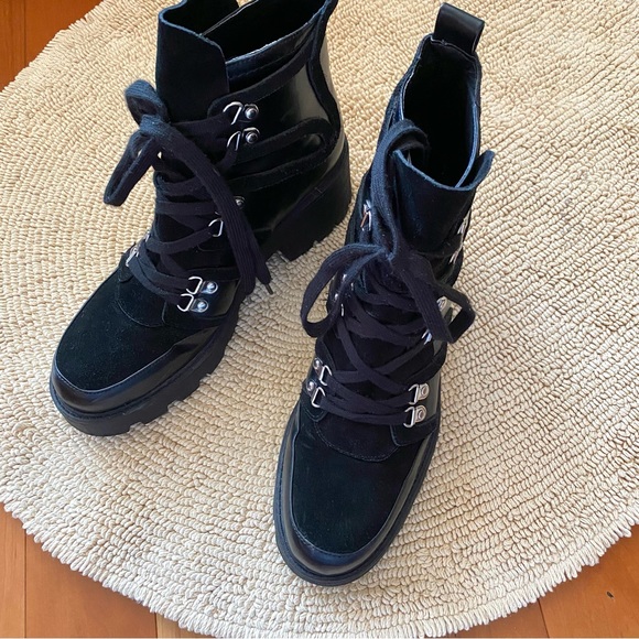 Zara lace up moto leather boots - Picture 3 of 7